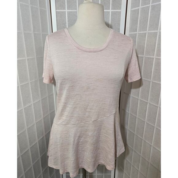 A.N.A Women’s Asymmetrical Peplum Light Pink Short Sleeve Top Shirt Size: Large - Picture 1 of 6